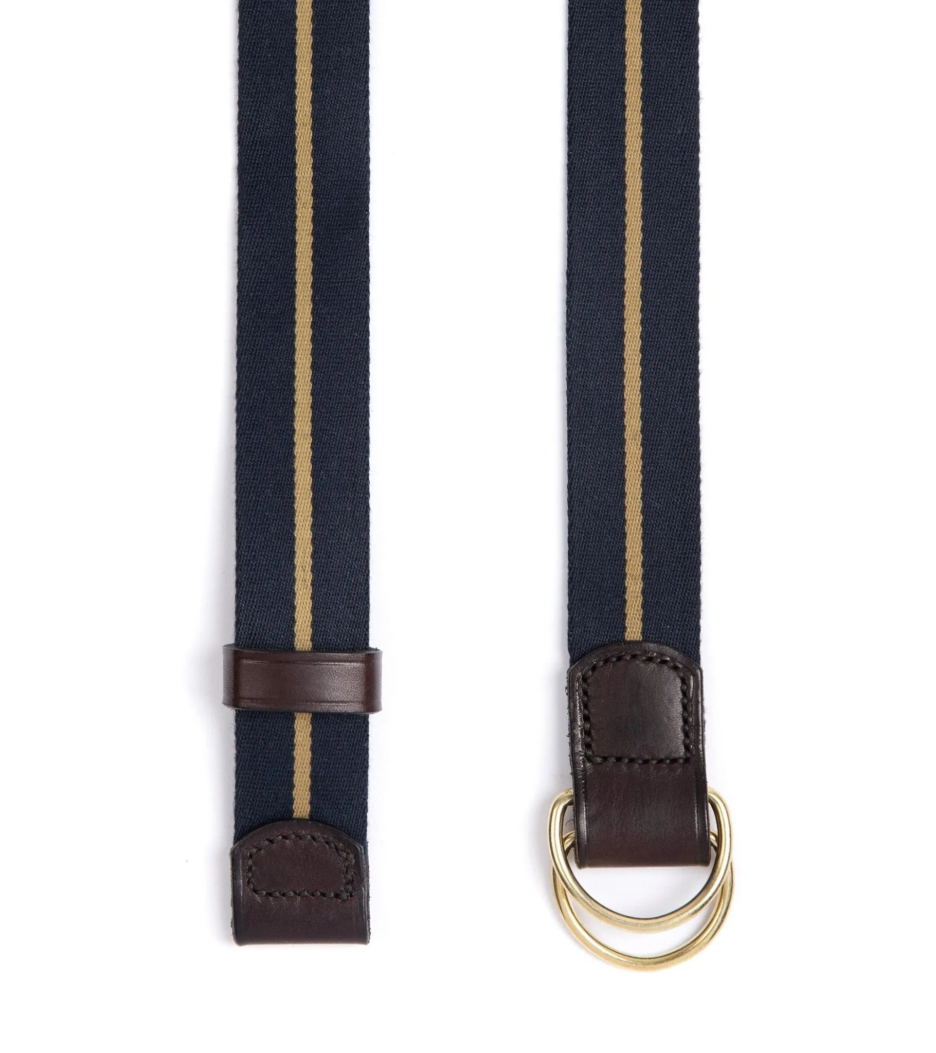 Hardy & Parsons D-Ring Canvas Belt: Navy Stripe