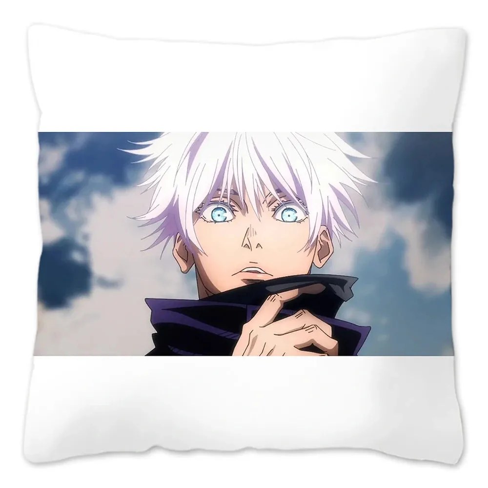 Hot Serial Anime Jujutsu Kaisen Gojo Satoru Cushion Cover 45x45cm 100% Polyester Pillow Case Home Decor for Sofa Throw Pillows