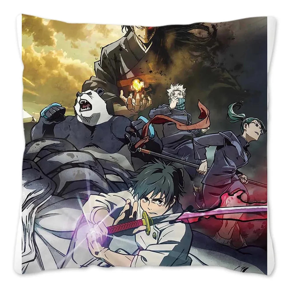 Hot Serial Anime Jujutsu Kaisen Gojo Satoru Cushion Cover 45x45cm 100% Polyester Pillow Case Home Decor for Sofa Throw Pillows