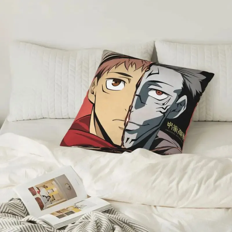 Hot Serial Anime Jujutsu Kaisen Gojo Satoru Cushion Cover 45x45cm 100% Polyester Pillow Case Home Decor for Sofa Throw Pillows