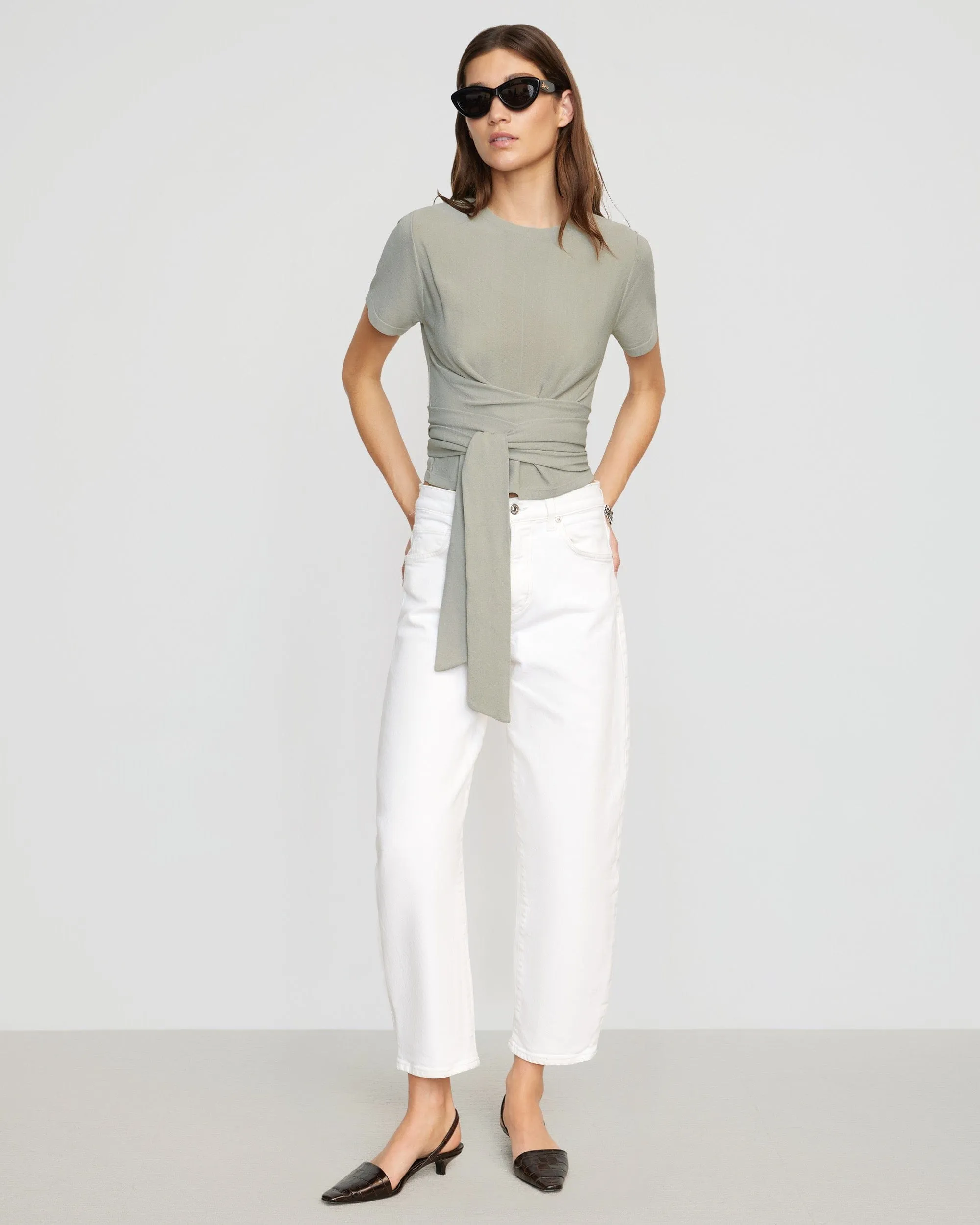 Jude Cropped Tie-Front Top