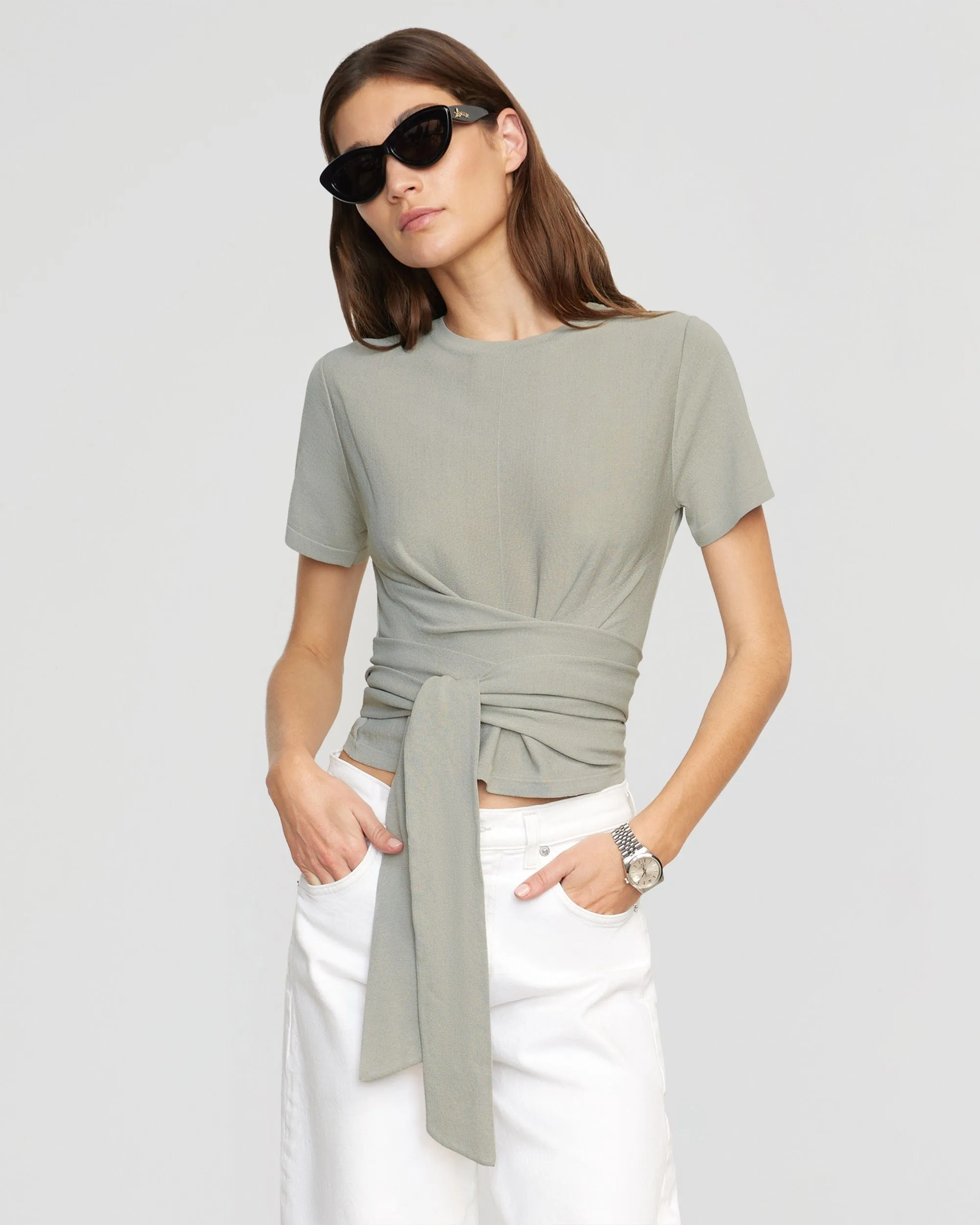 Jude Cropped Tie-Front Top