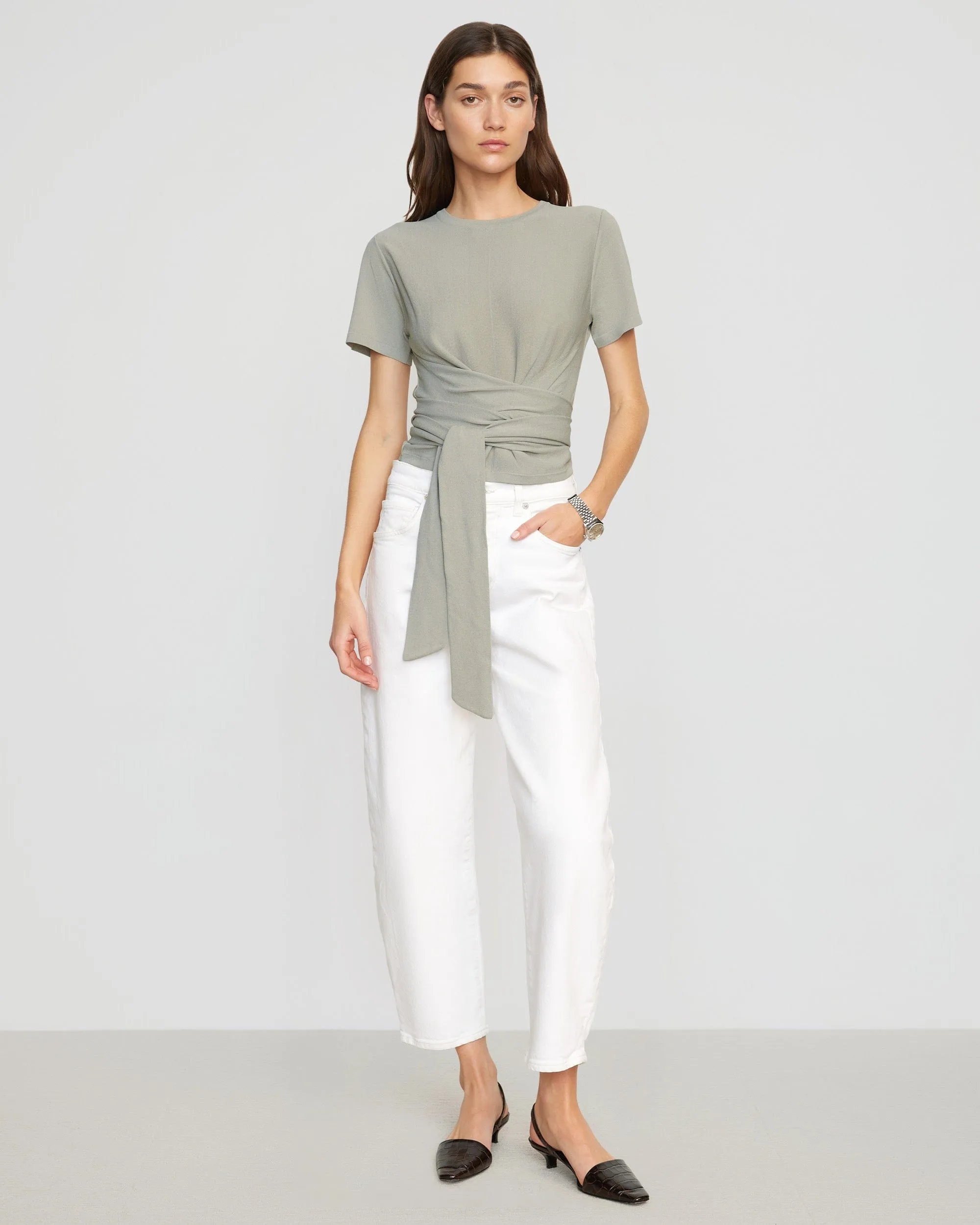 Jude Cropped Tie-Front Top