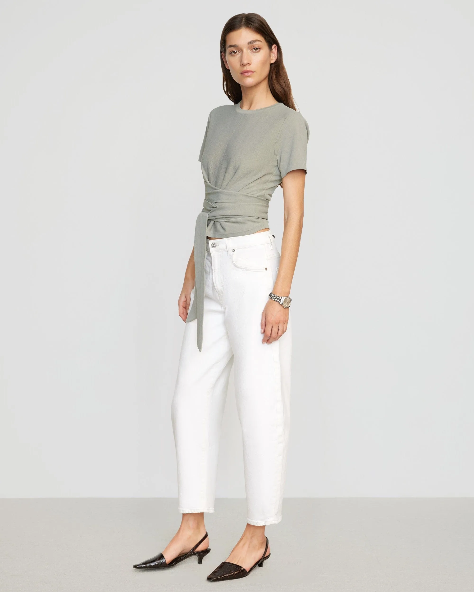 Jude Cropped Tie-Front Top