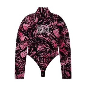   Juicy Couture Psysnake Flocked Mesh Bodysuit 'Pink'