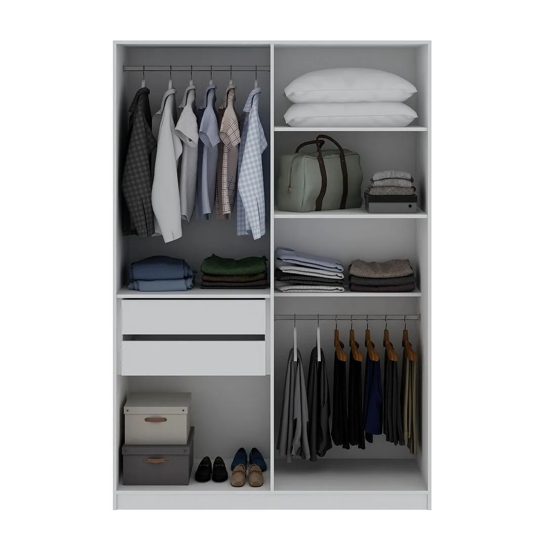 Khochi White 2 Section Wardrobe Armoire Closet