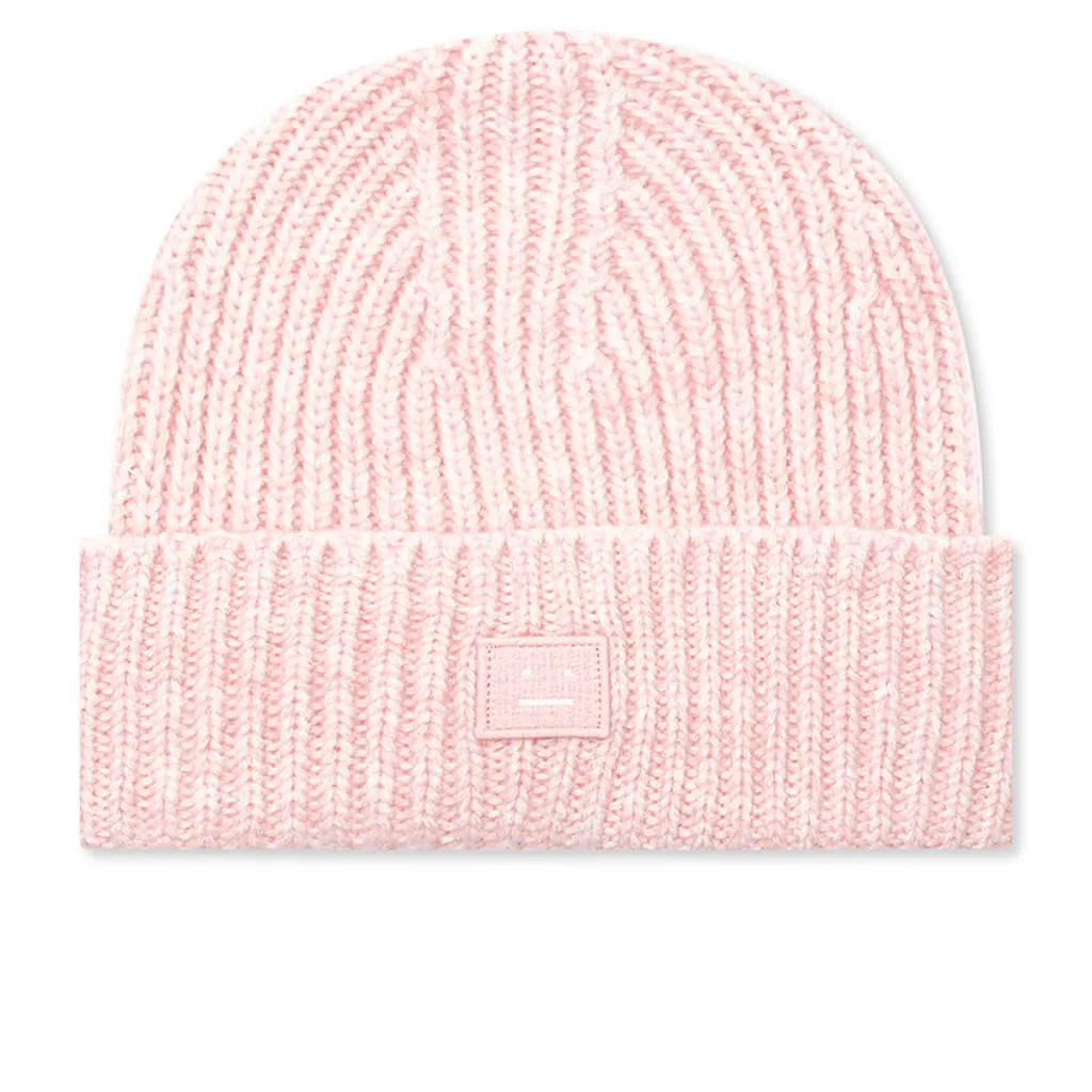 Kid's Ribbed Beanie Hat - Faded Pink Melange