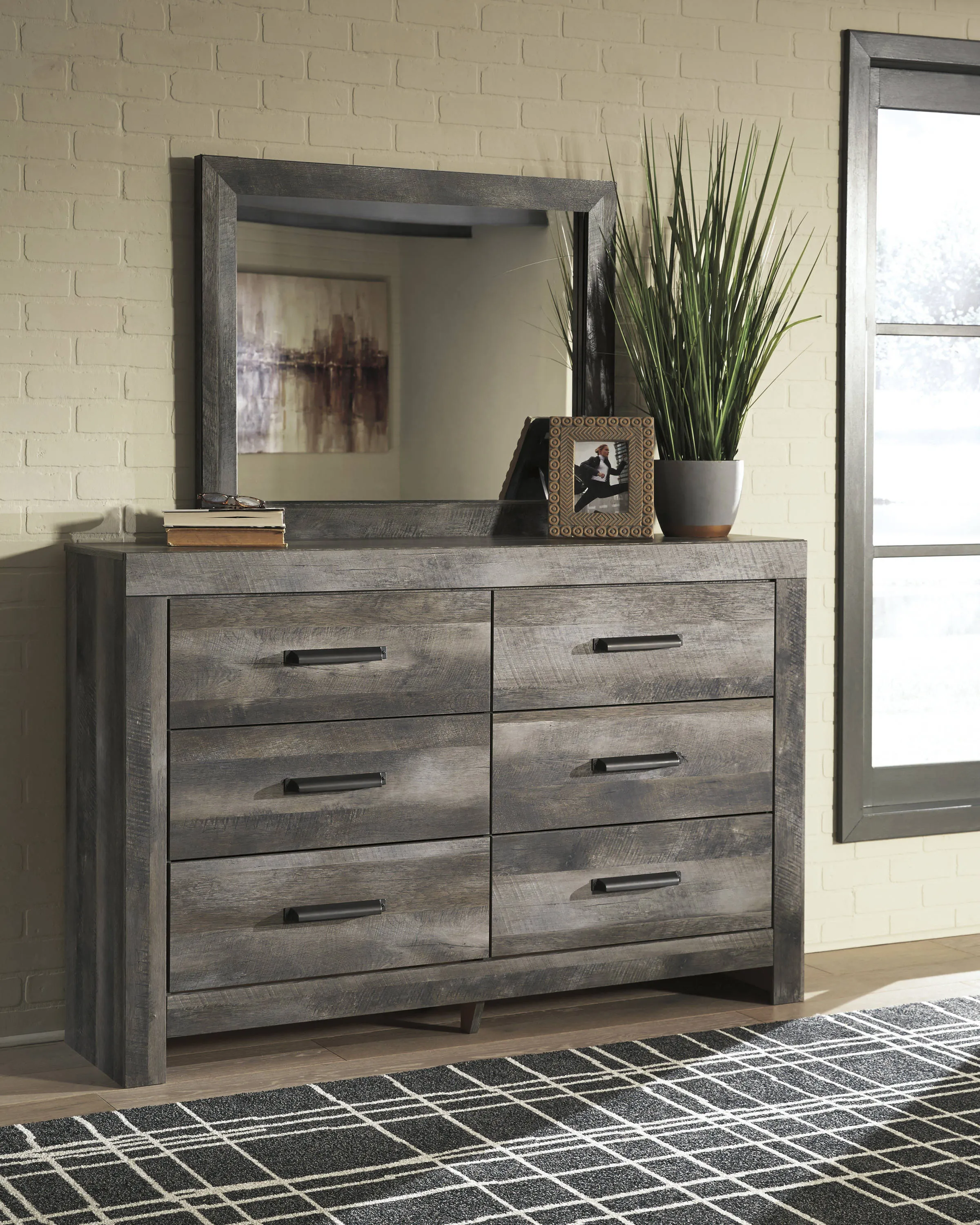 Kurkunde Gray Dresser And Mirror