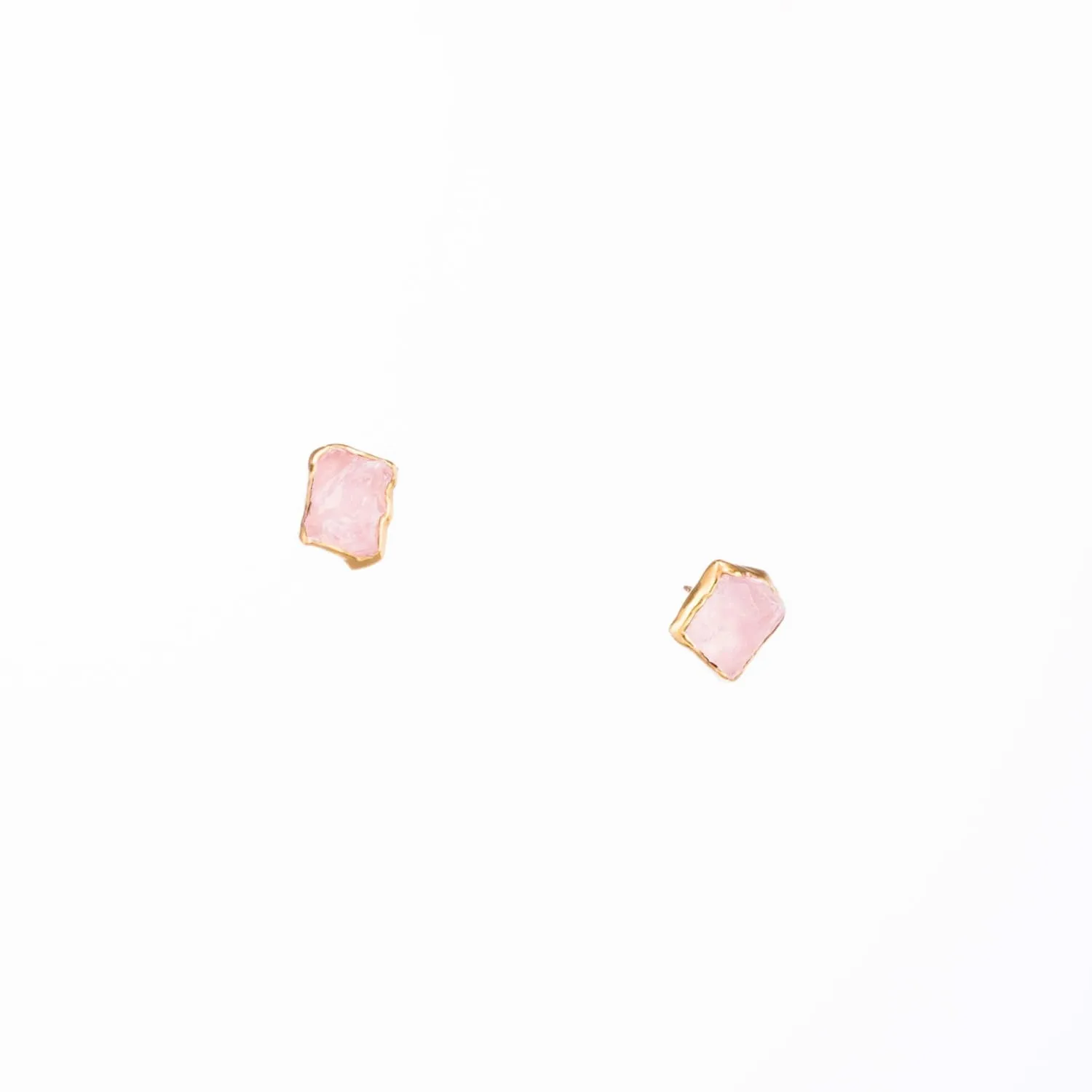 Large Raw Rose Quartz Stud Earrings