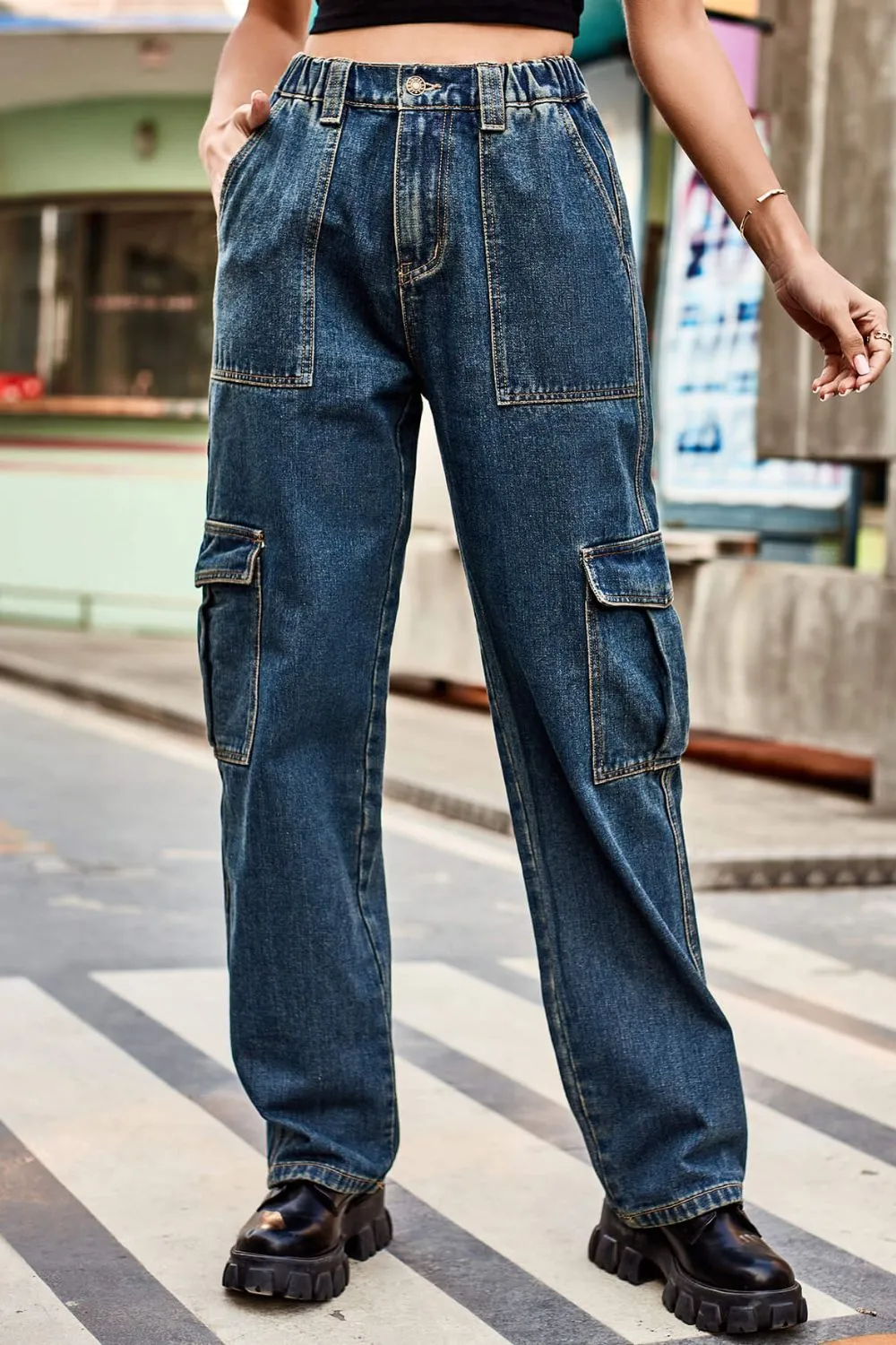 Long Classy Cargo Jeans ( S - 2X. 7 Colors )