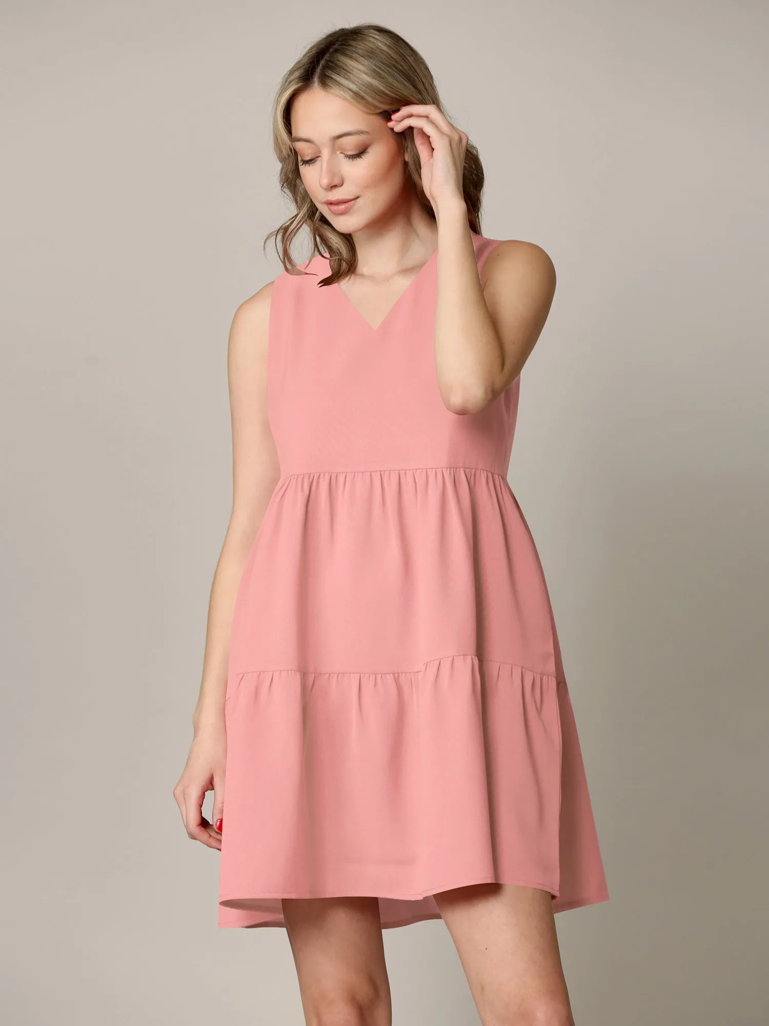 Made By Johnny Casual Flowy Swing Shift Tank Tiered Dress