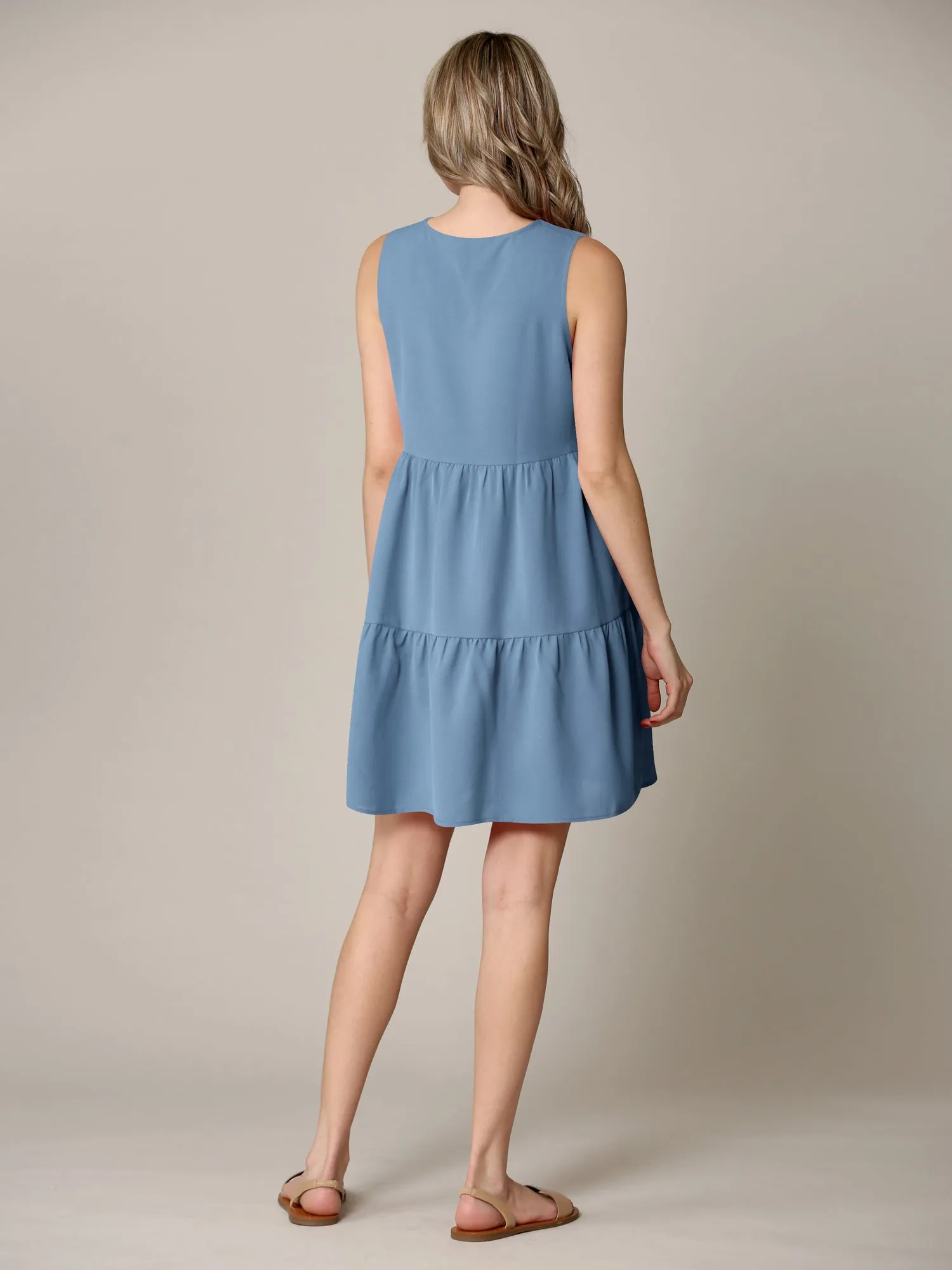 Made By Johnny Casual Flowy Swing Shift Tank Tiered Dress