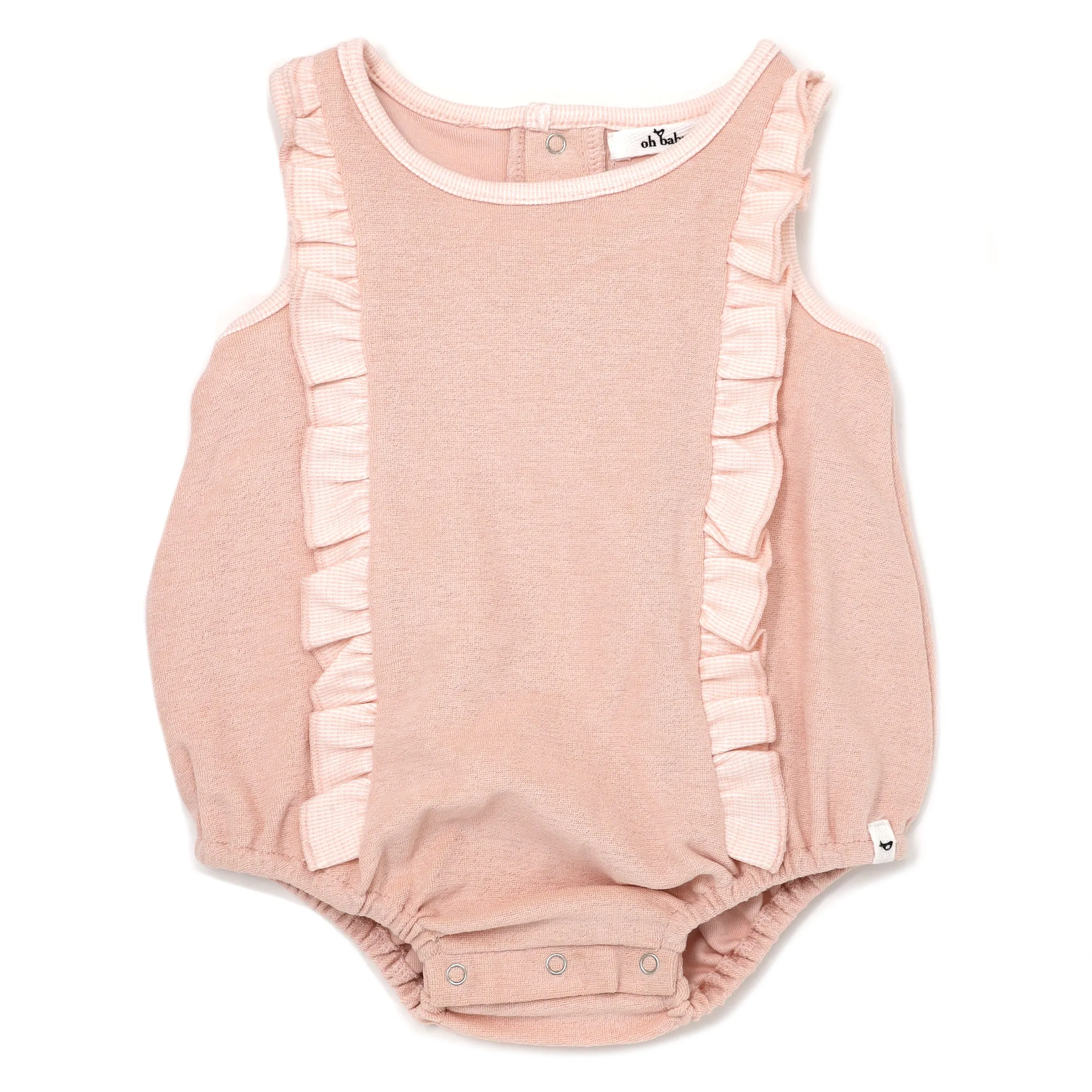 oh baby! Cotton Terry Millie Ruffle Bubble - Peachy