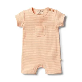 Organic Stripe Rib Growsuit - Marigold