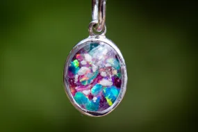 Oval Pendant with Crushed Opal and Cremation Ash