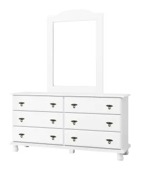 Panutre White 6 Drawer Double Dresser And Mirror