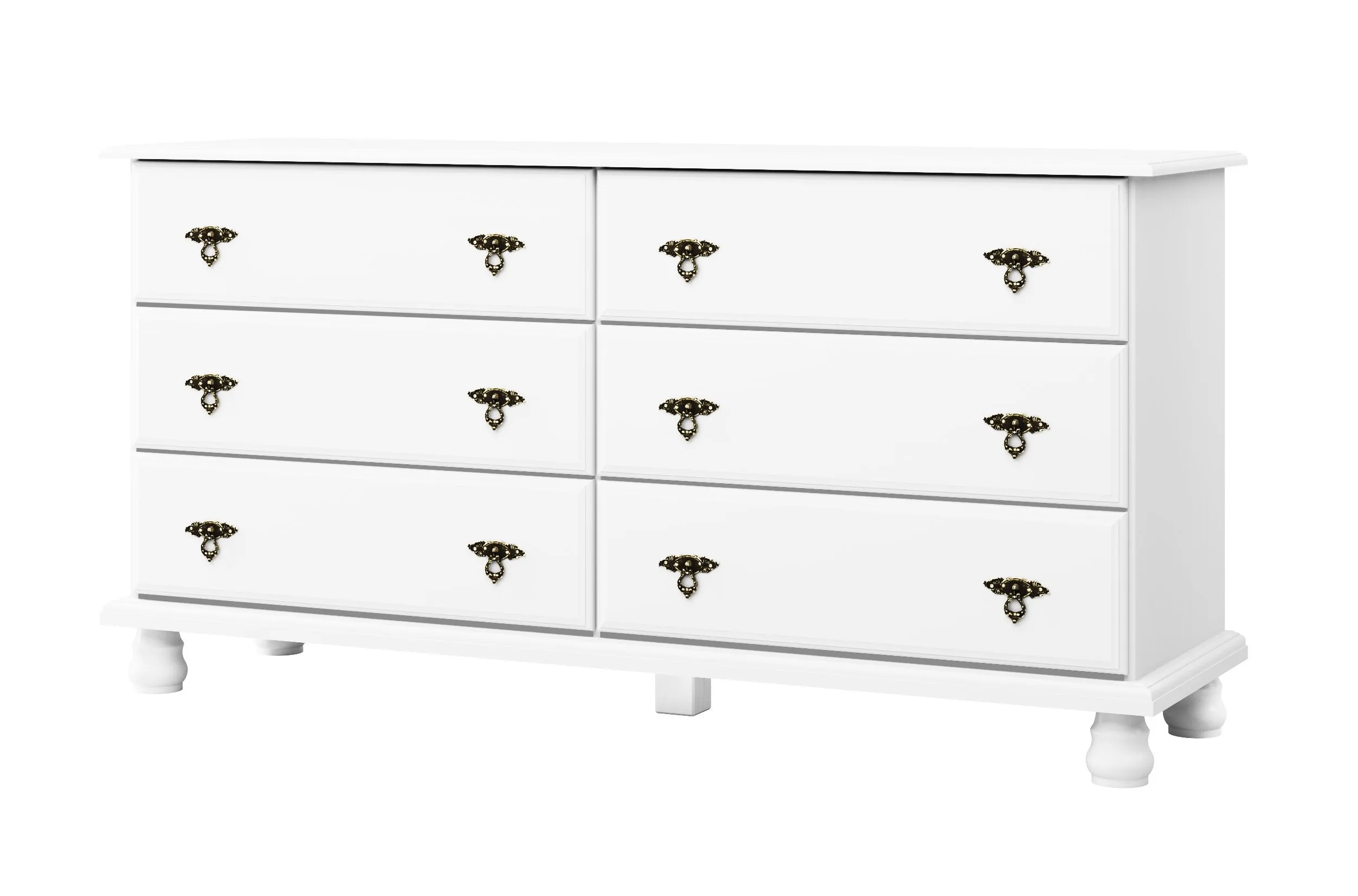 Panutre White 6 Drawer Double Dresser And Mirror