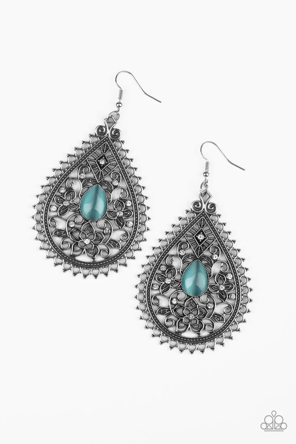 Paparazzi Earring ~ Eden Glow - Blue Cat's Eye Earring