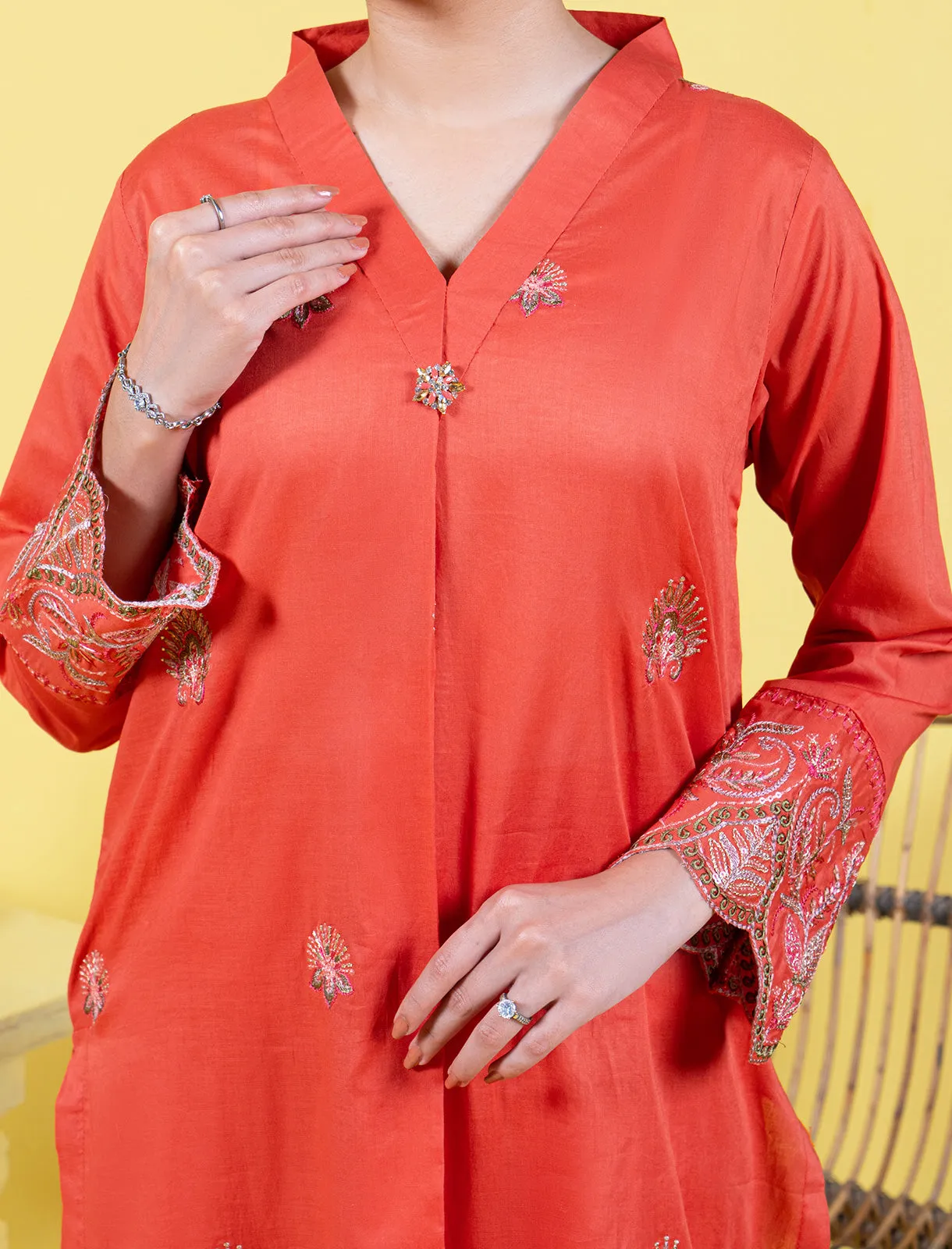 "FLEURR" Embroidered Stitched Lawn Shirt