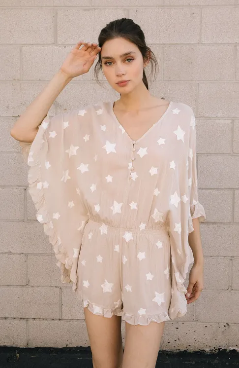 Samantha Embroidered Star Ruffle Romper - Final Sale 50% off