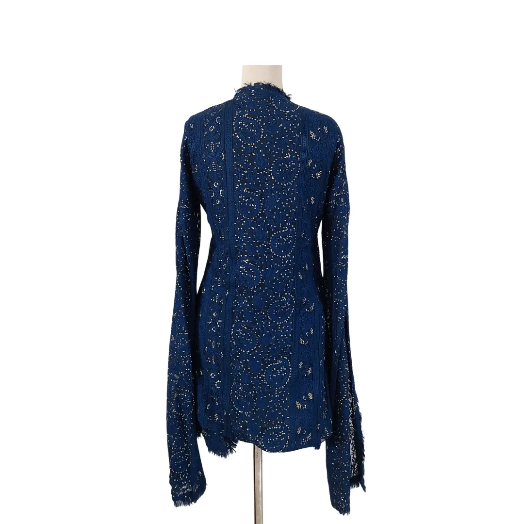 Sehrish Rehan Blue and Gold Sequins Embroidered Kurta | Like New |