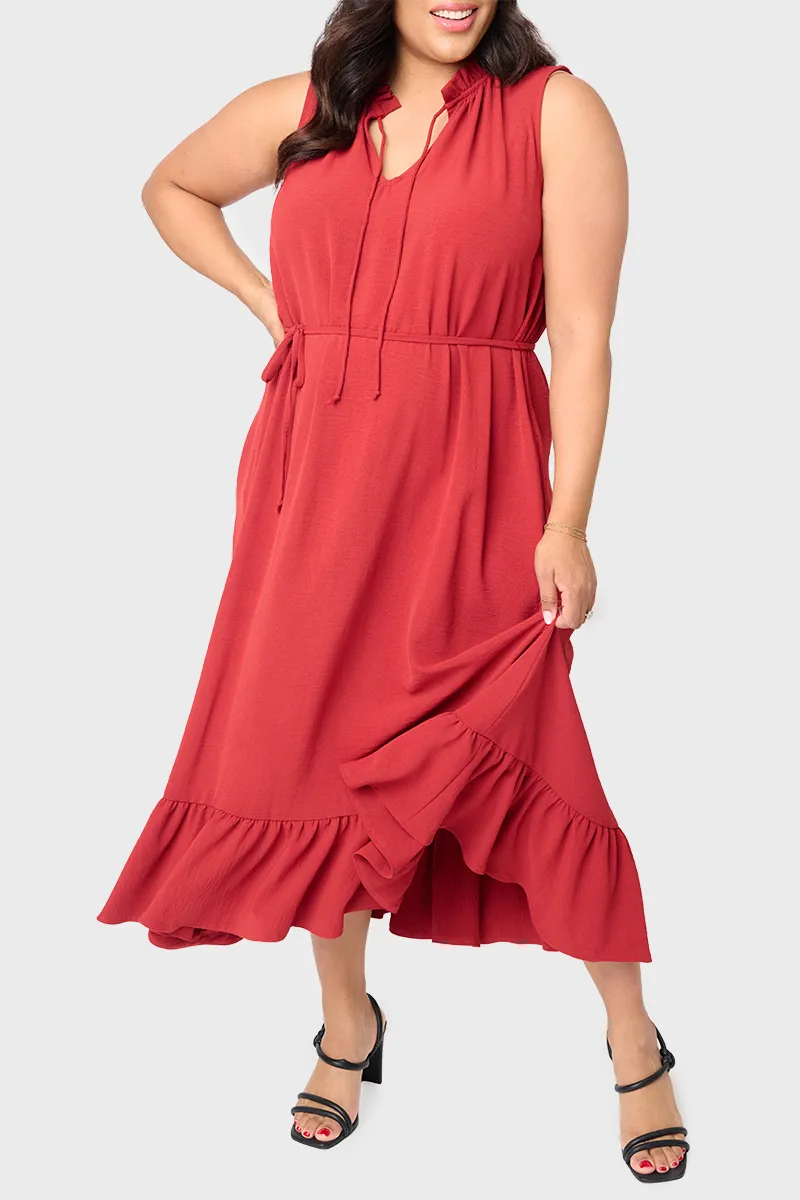 Sienna Sleeveless Tie Neck Midi Dress