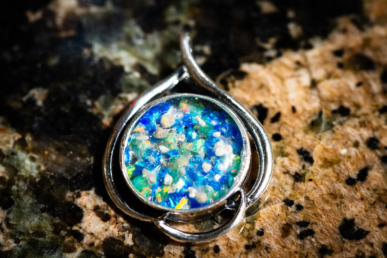 Silver and Opal Looped Pendant