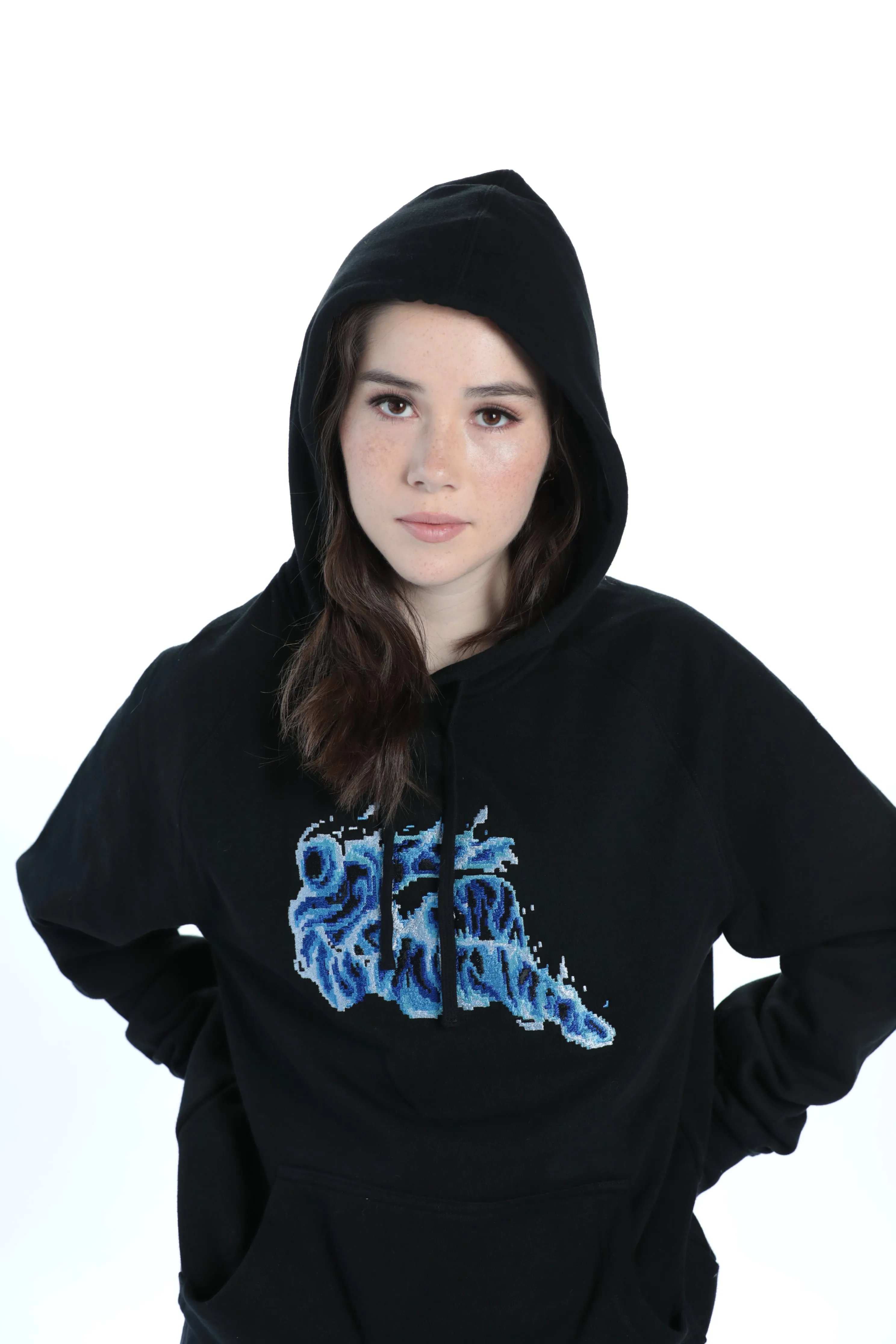 STREET FIGHTER - 'Burning Sprite Psycho Edition' Premium Embroidered Pullover Hoodie - Black