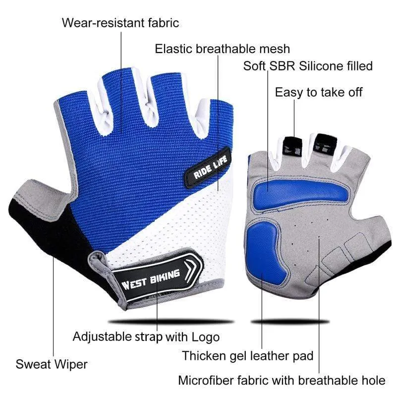 Summer Cycling Gloves Shockproof Thicken Pad Half Finger Cycling Gloves for Sport Hiking MTB Motorcycle Bike Gloves