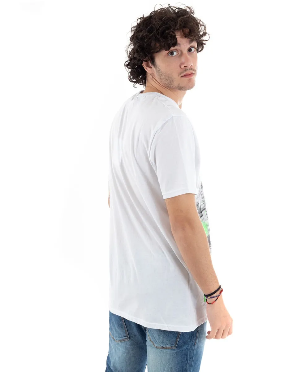 T-Shirt Uomo Happiness Due Colori Stampa Scritta Girocollo Casual GIOSAL