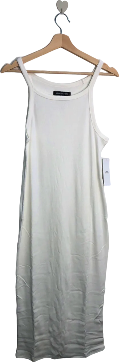 Urban Outfitters White Ribbed Sleeveless Dress UK 16