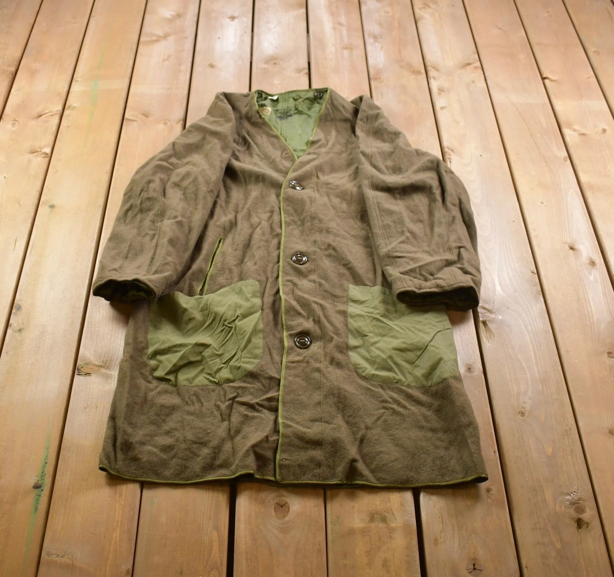 Vintage 1953 OG 107 Overcoat Military Liner / Button Up Liner / US Army Green / Vintage Army / Army Liner / True Vintage