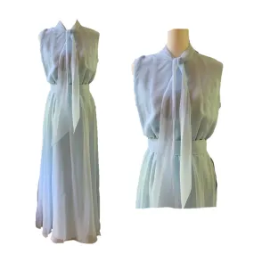 Vintage 1960s Jack Bryan Blue Chiffon Gown. Vintage Wedding or Festival Dress