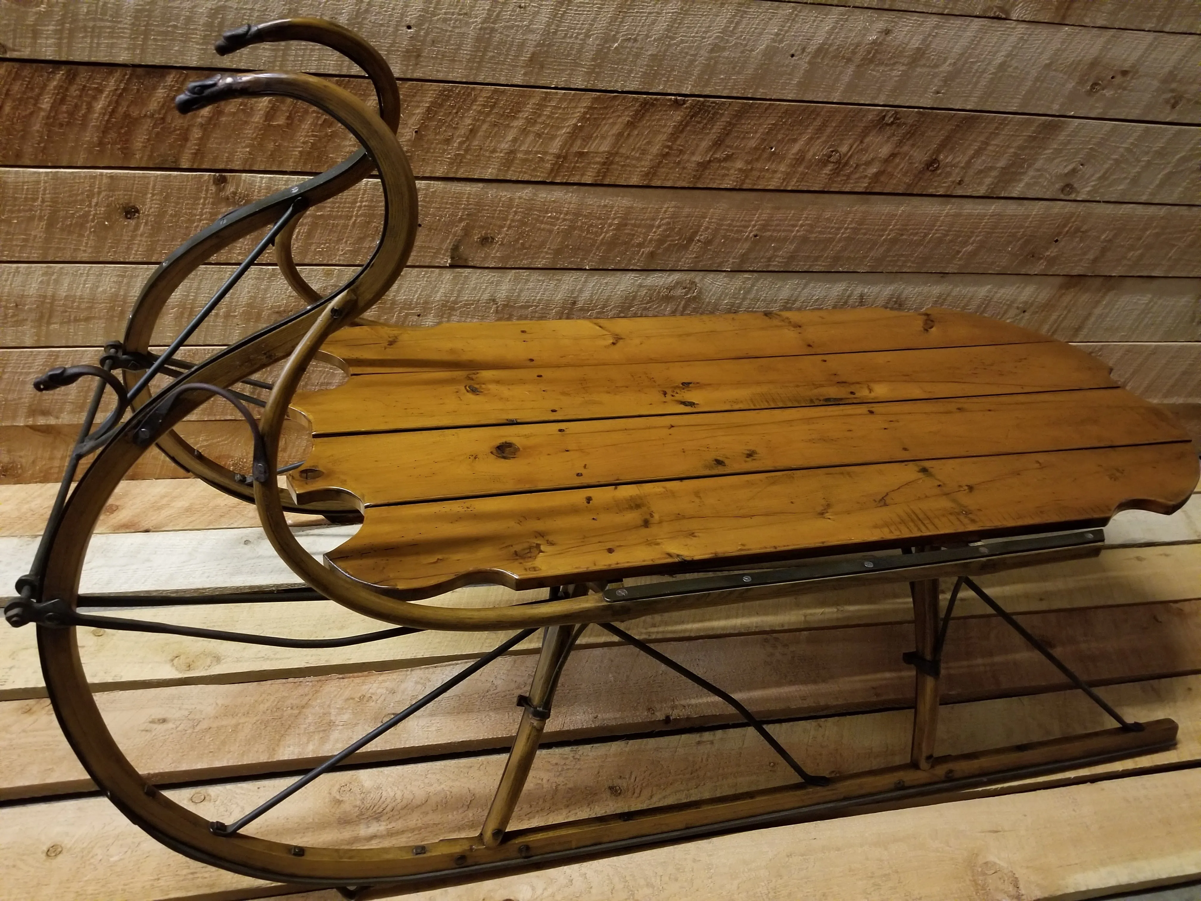 Vintage Sleigh Coffee Table - 1890s Runners - Newly Crafted TableTop