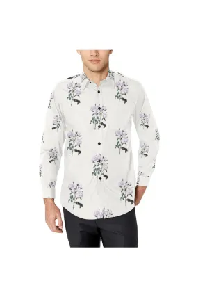 White Bellflower Men's All Over Print Casual Dress Shirt (Model T61)