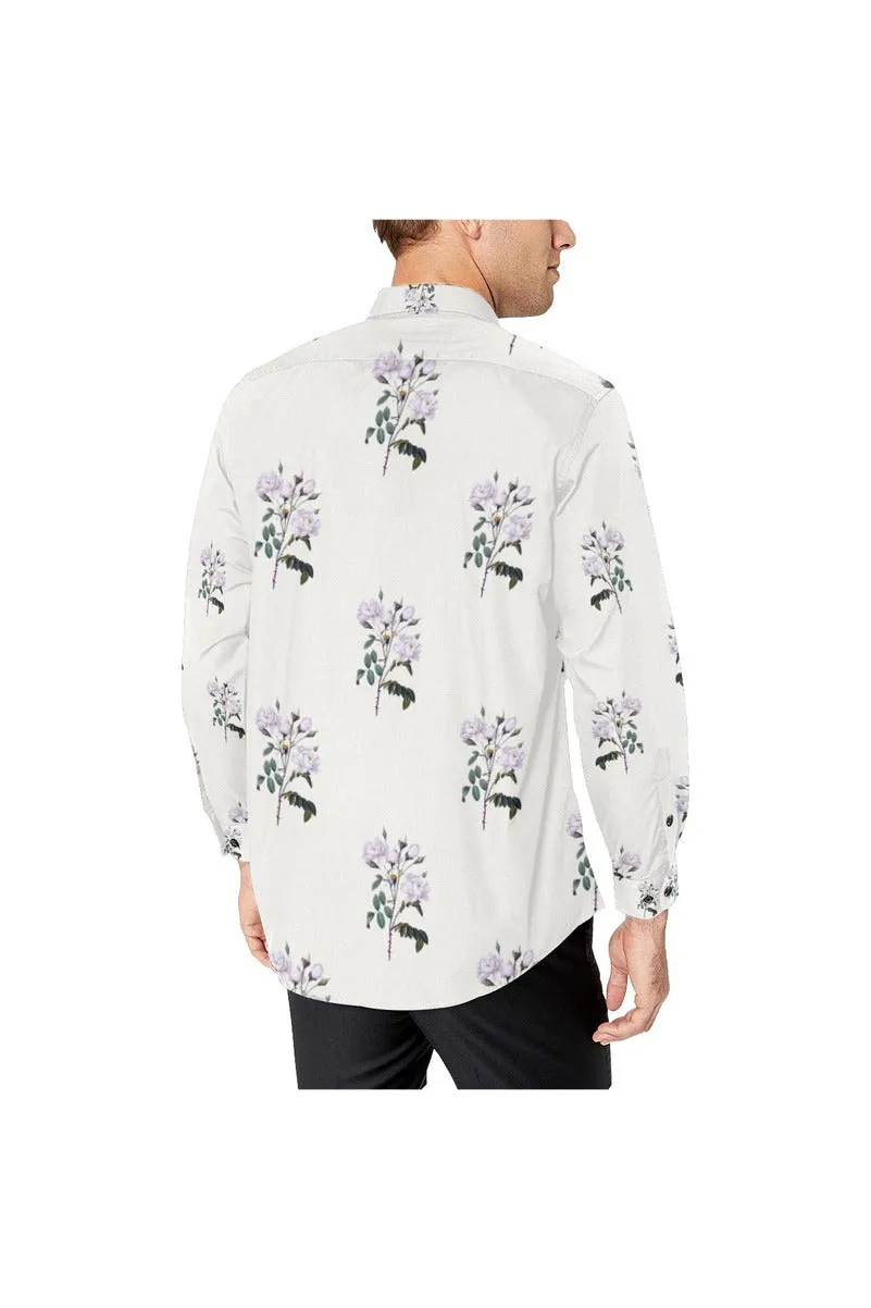 White Bellflower Men's All Over Print Casual Dress Shirt (Model T61)