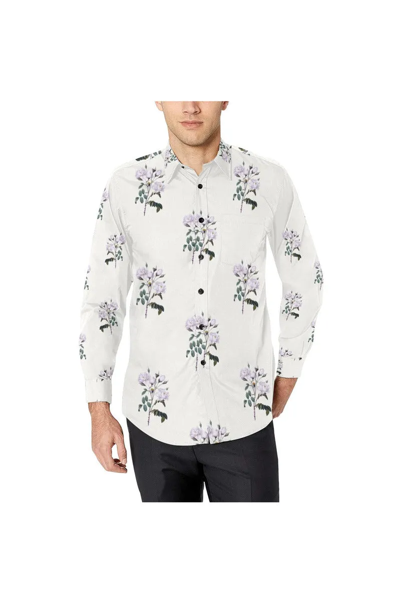 White Bellflower Men's All Over Print Casual Dress Shirt (Model T61)