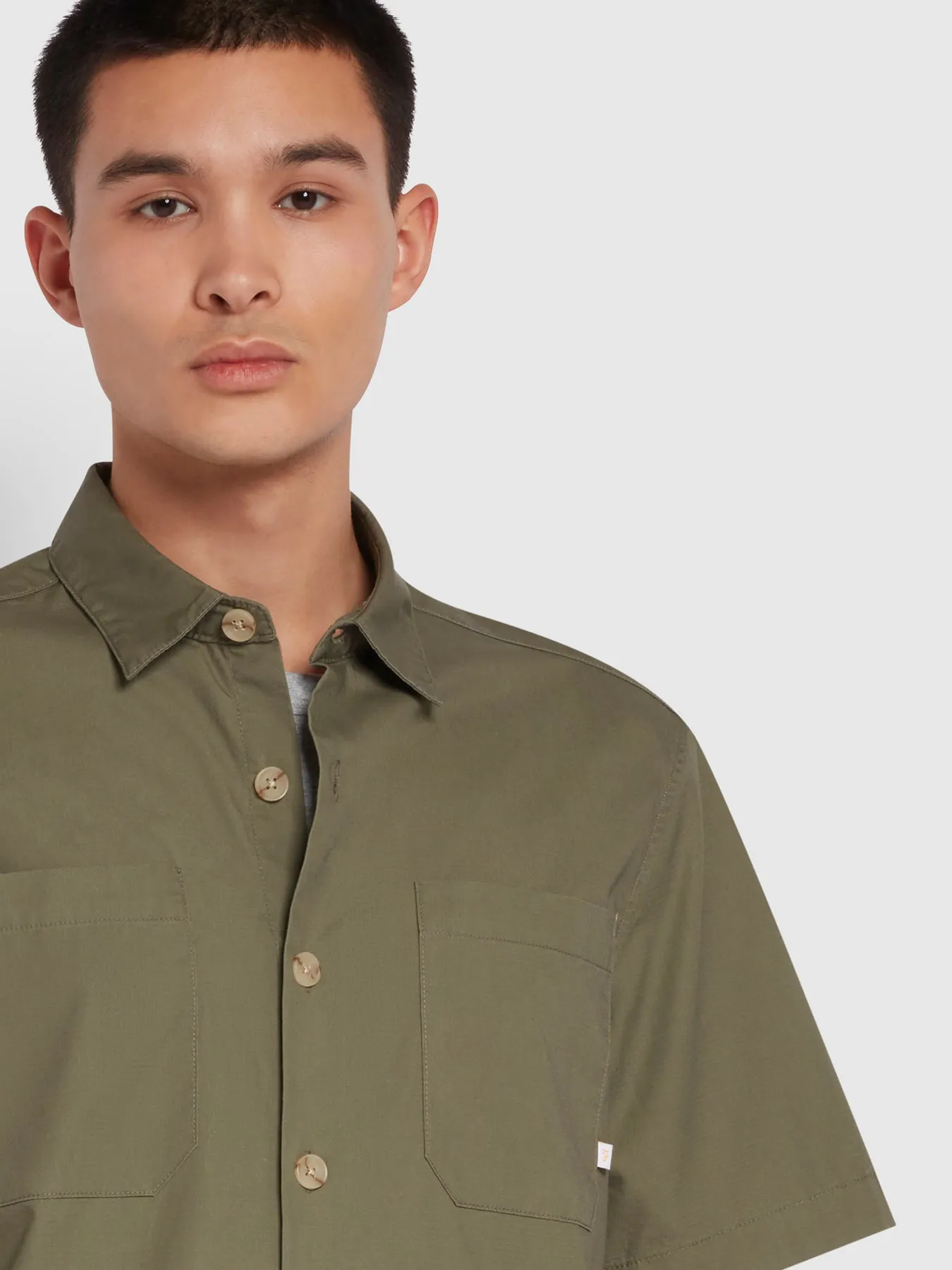 Wolstencroft Organic Cotton Short Sleeve Shirt In Vintage Green