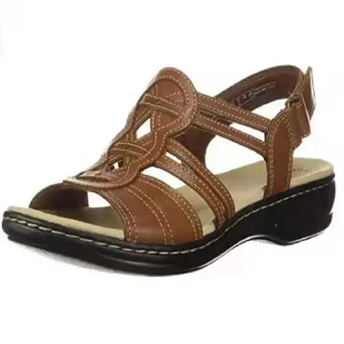 Women Sandals Hollow Out Solid Round Toe  Ankle Strap Casual Shallow