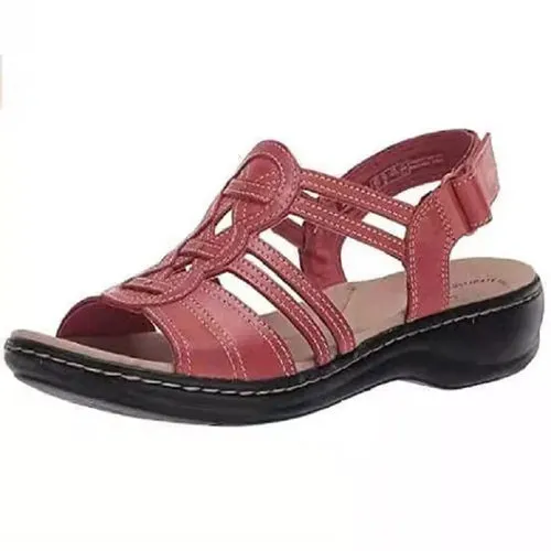 Women Sandals Hollow Out Solid Round Toe  Ankle Strap Casual Shallow