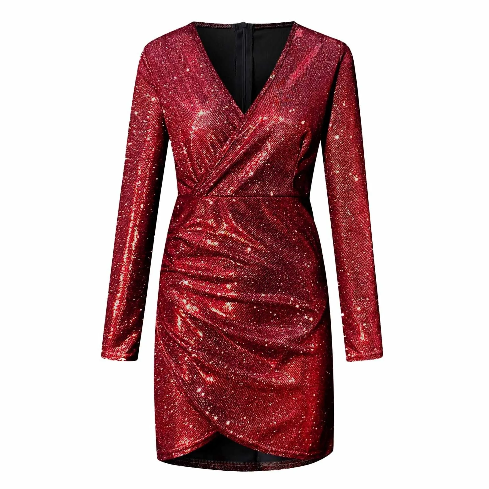 Women Sequins Print Dress Spring Night Club V-neck Long Sleeve Skinny Dresses Elegant Ladies Evening Party Dress Vestidos