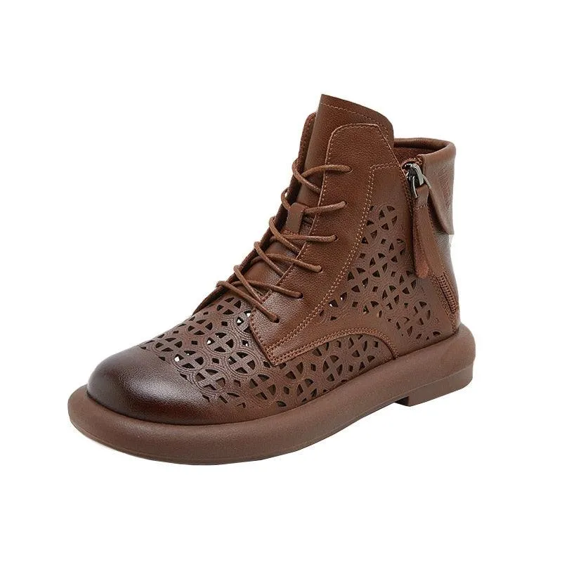 Women's Casual Shoes GC213: Hollow Out Flat Ankle Boots Sneakers